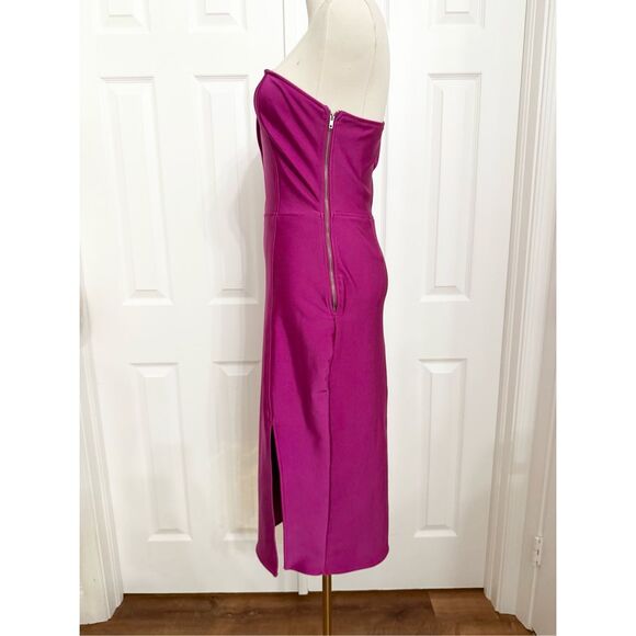 Zen Purple One Puff Statement Shoulder Sleeve Cutout Midi Dress Size XS - Picture 4 of 7